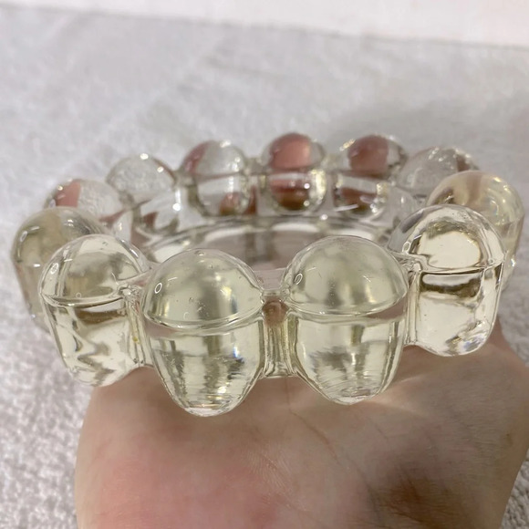 Vintage Clear Glass Bubble  Edge Ashtray Trinket Dish - Picture 11 of 14